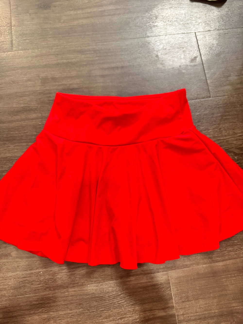 Women's Red Flared Athletic Skort - High Waist